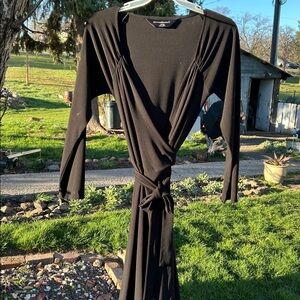 Norma Kamali Black Wrap-Style Dress